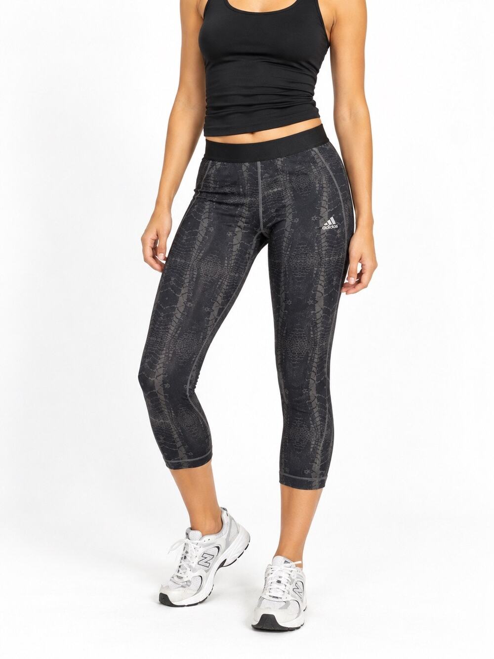adidas Snake Print Cropped Leggings Capri Workout Pants Black Small Athleisure